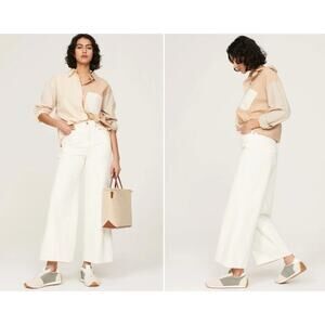 Wrangler Stonewashed White Worldwide 661 Mid Rise Wide Leg Denim Jeans Size 28